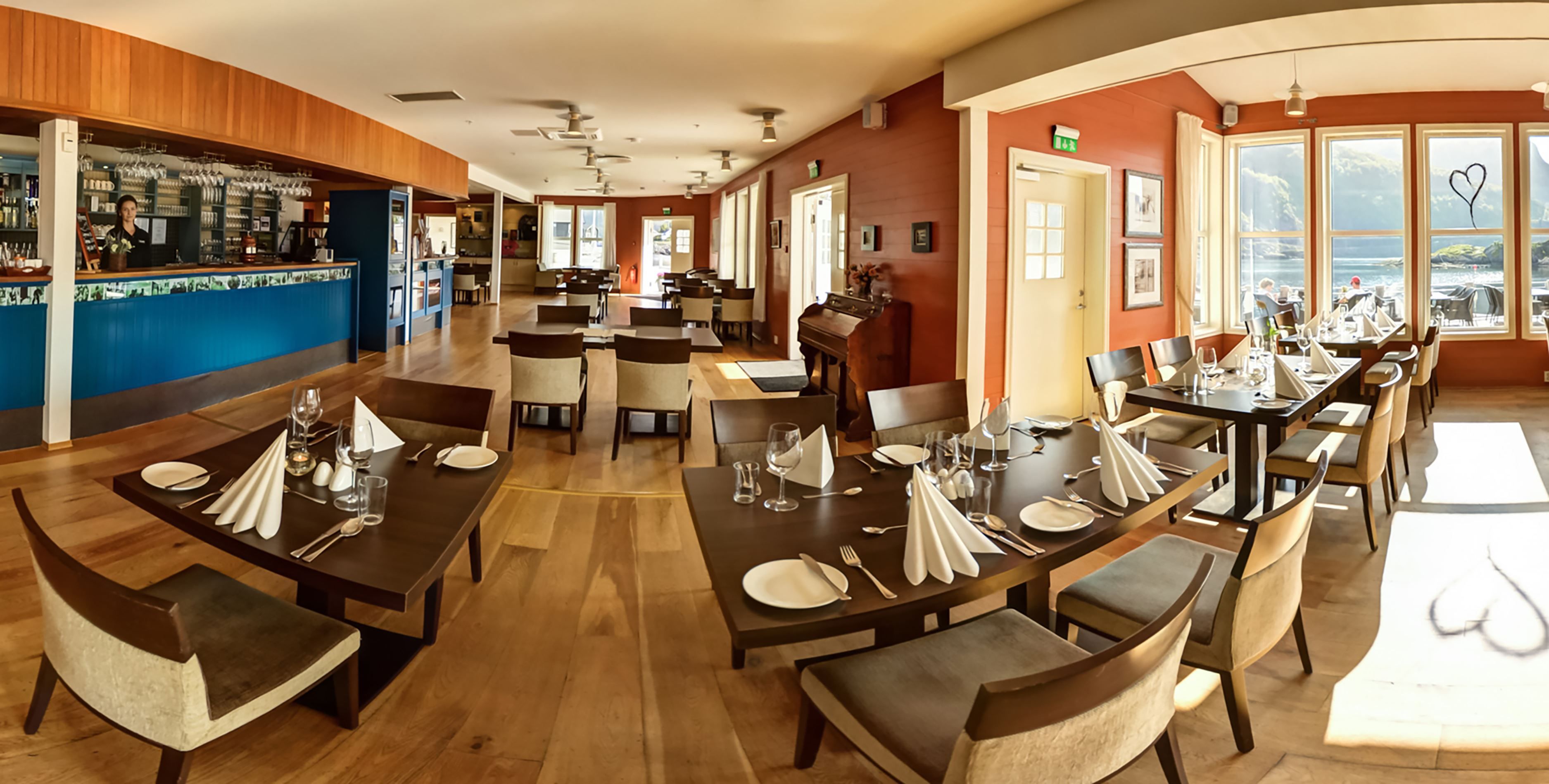 The interior of the restaurant at Hamn in Senja.