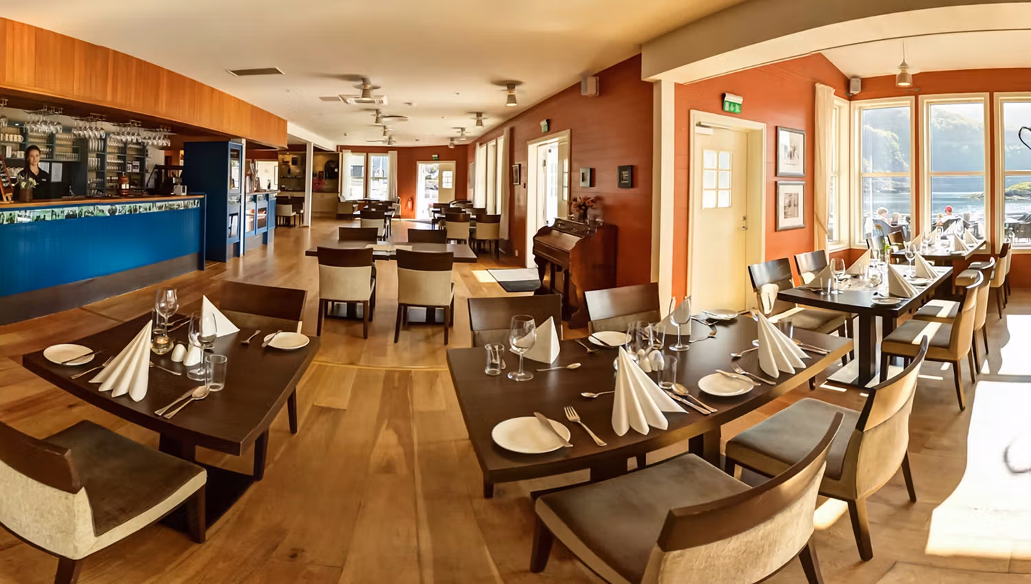 The interior of the restaurant at Hamn in Senja.