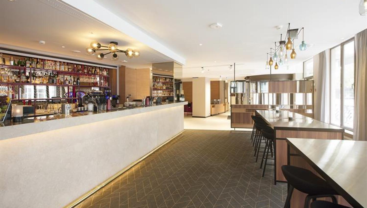 the bar and seating areas