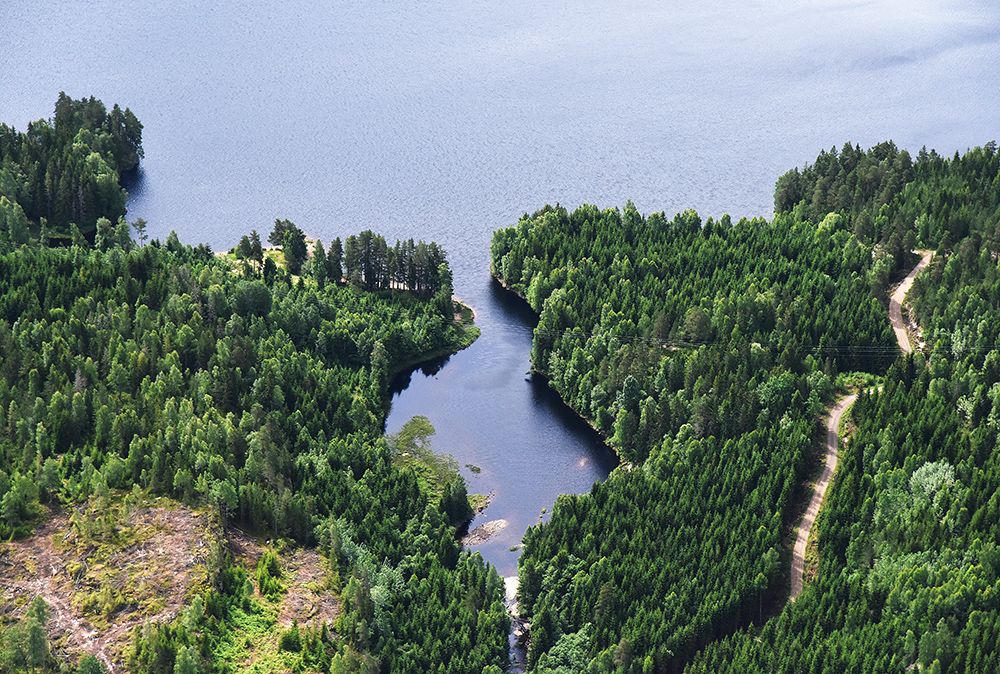 Vannet Gorningen i Siljan sett fra fugleperspektiv