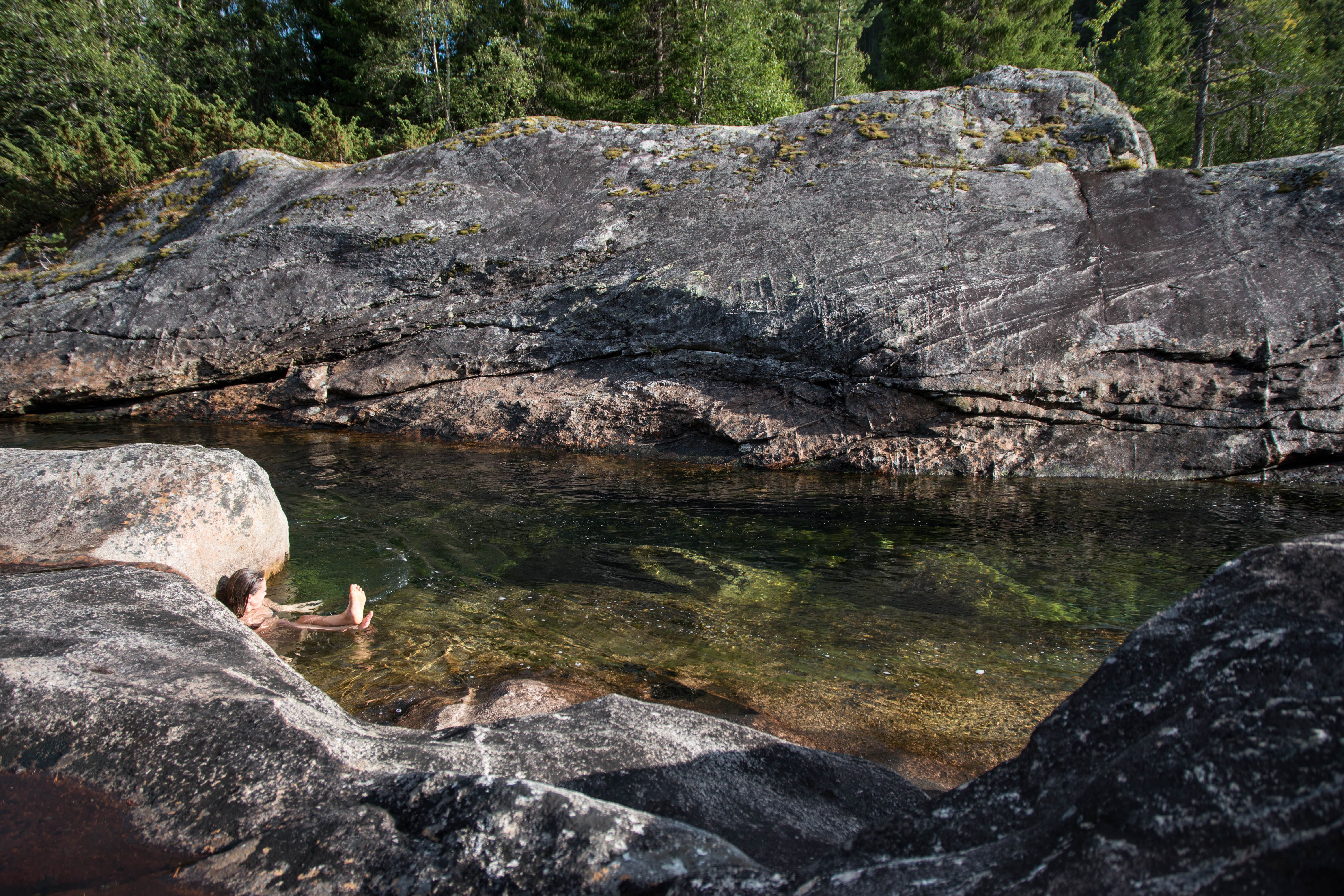 Girl bathing in the river