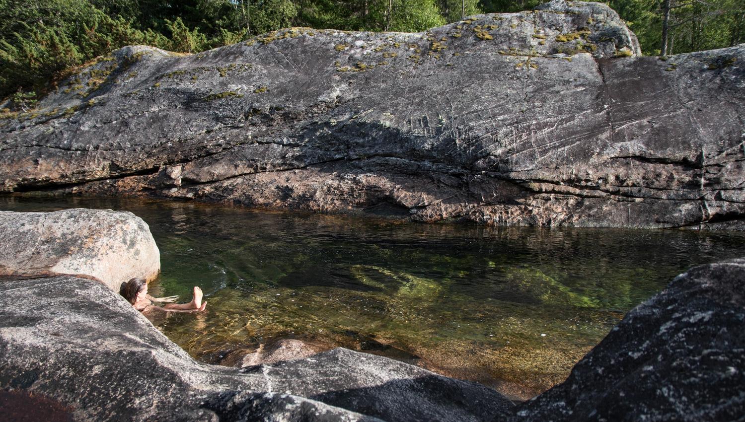 Girl bathing in the river