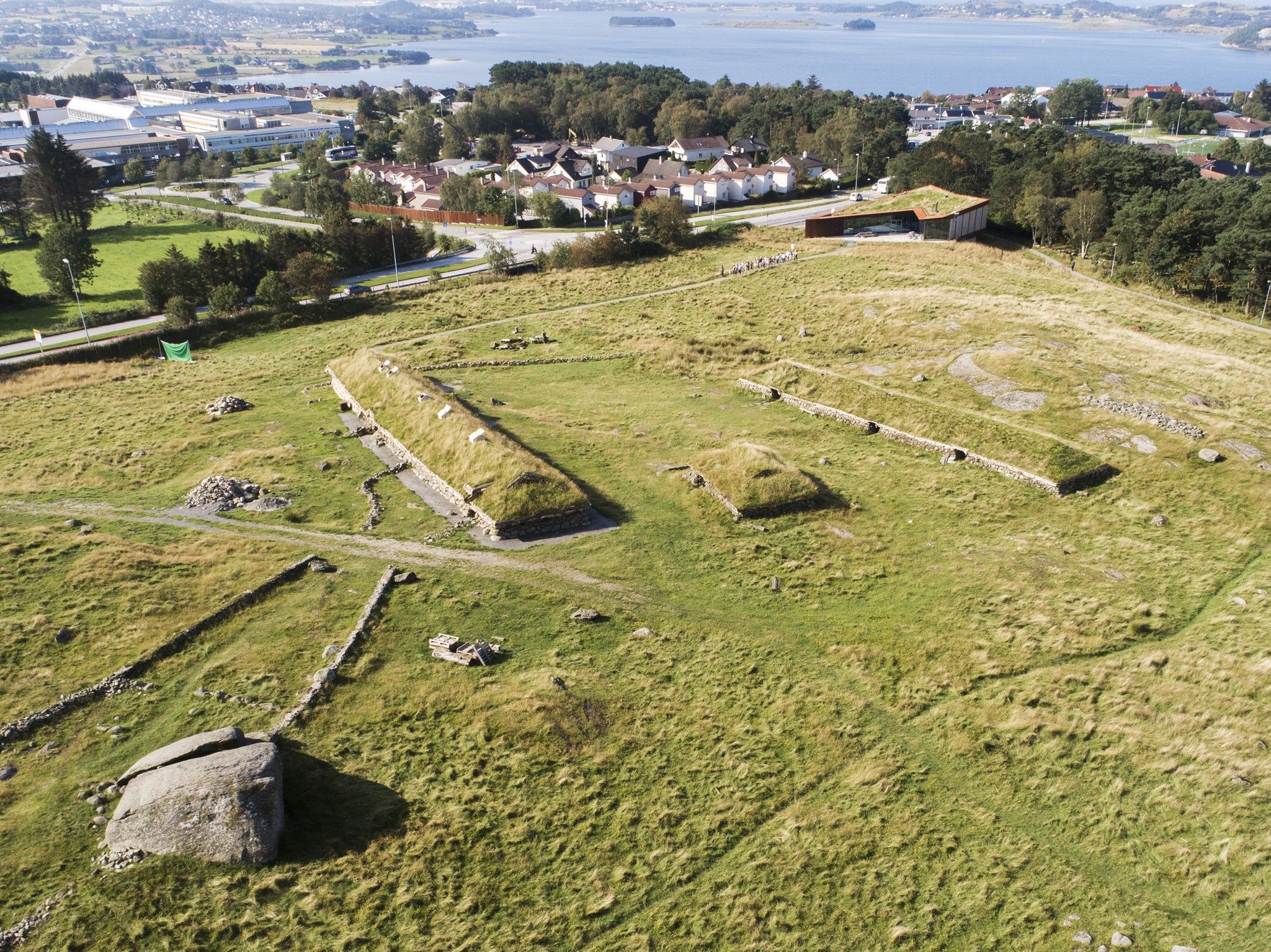 The longhouses seen from above