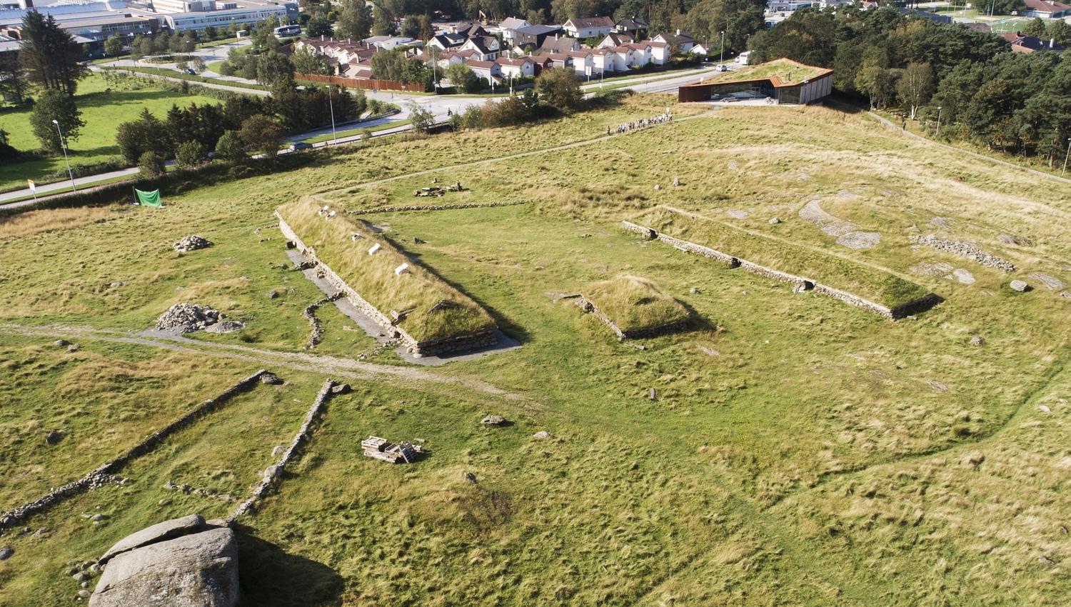 The longhouses seen from above