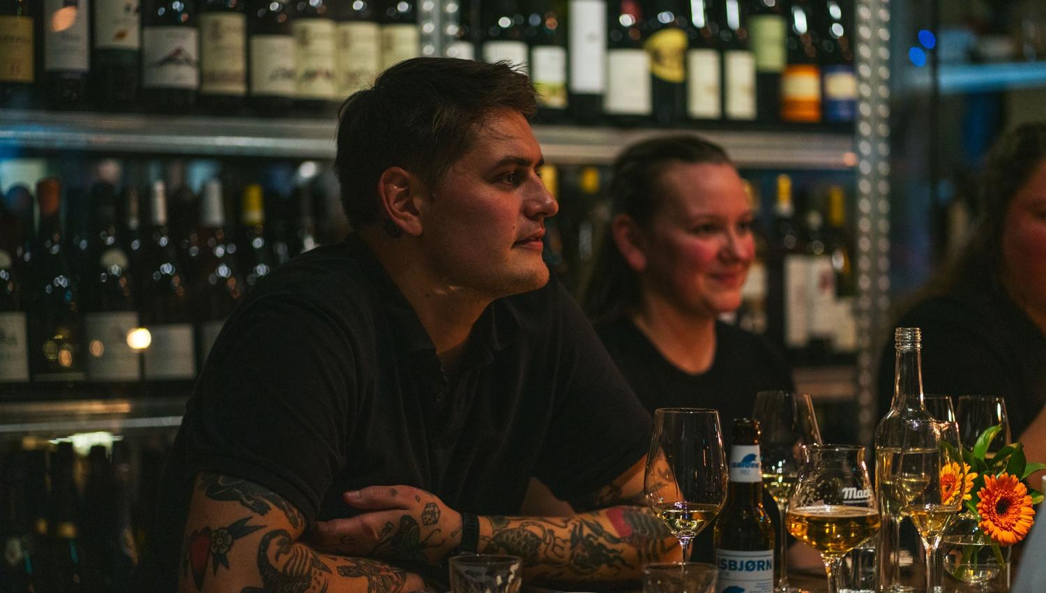 Two people eating dinner