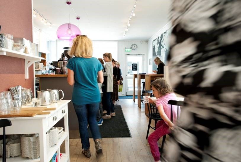 Customers inside Bare Barista