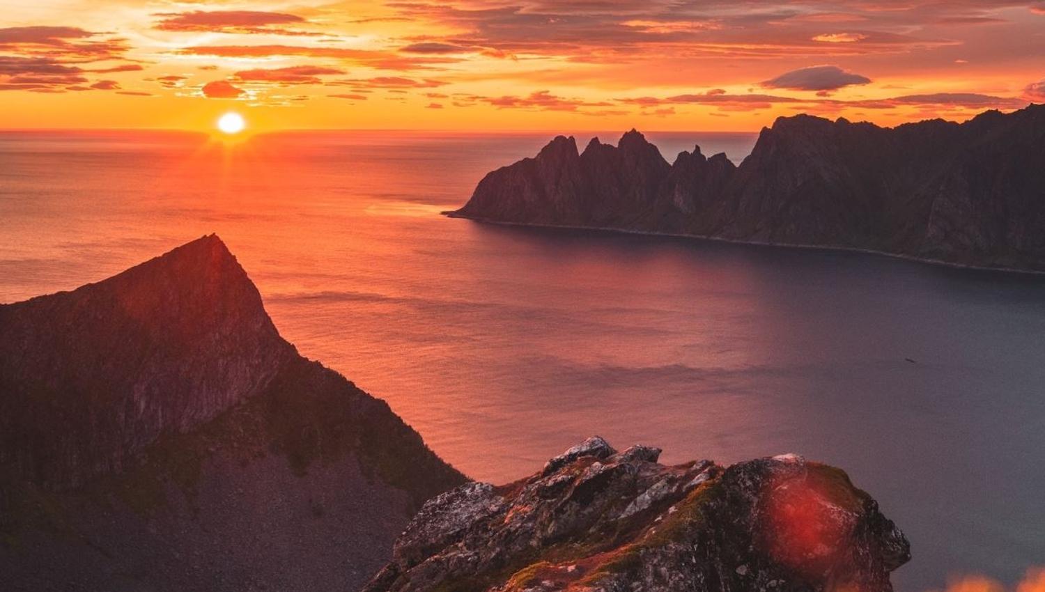 he view of the mountains, sea and fjord