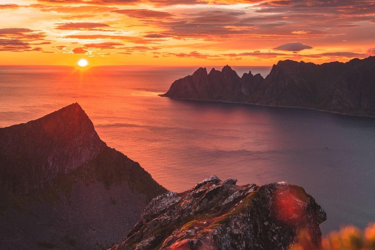he view of the mountains, sea and fjord