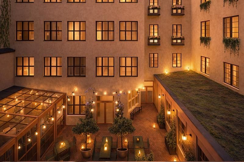 Rendering of the courtyard in the evening