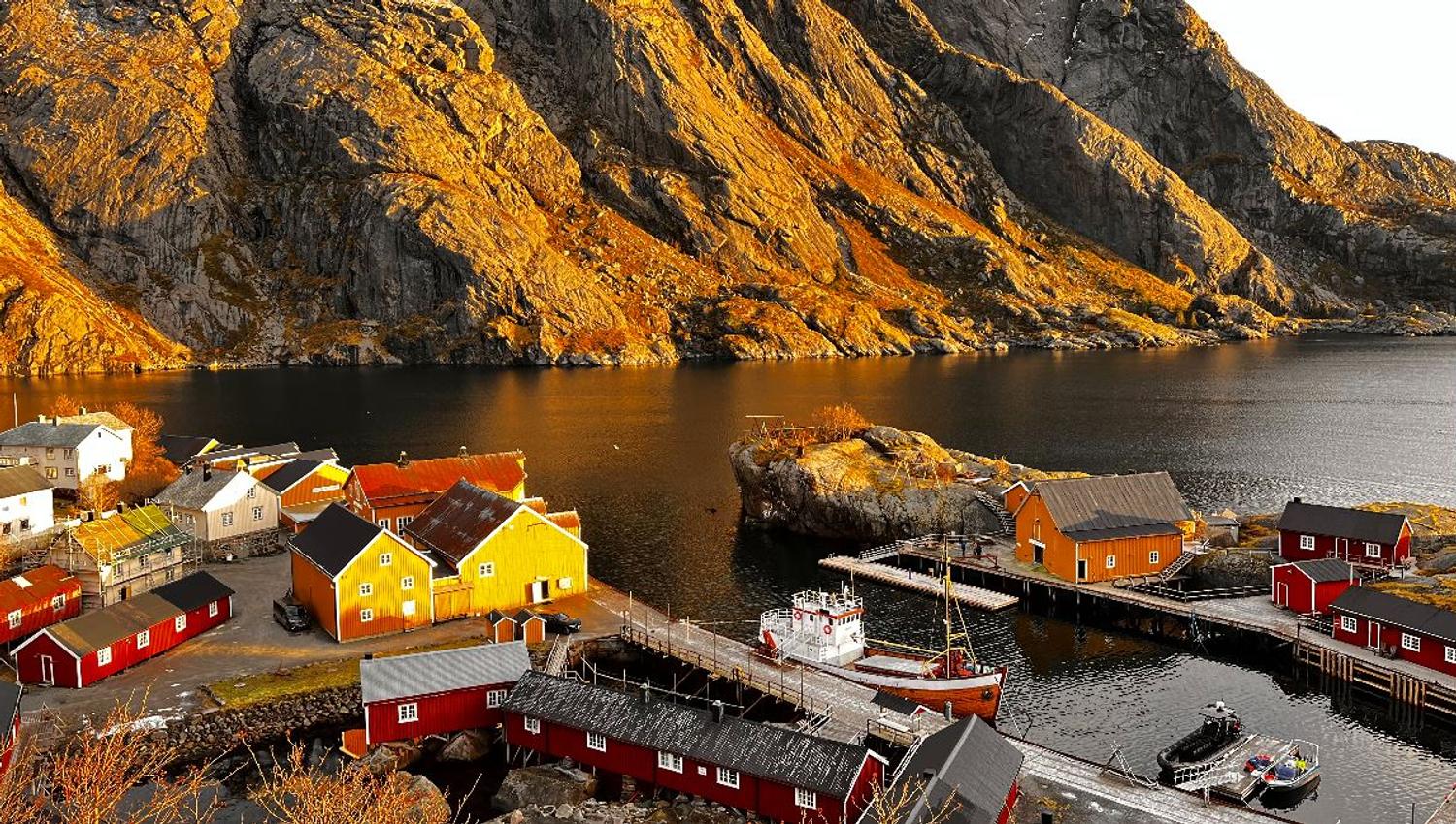 View of a village in Lofoten