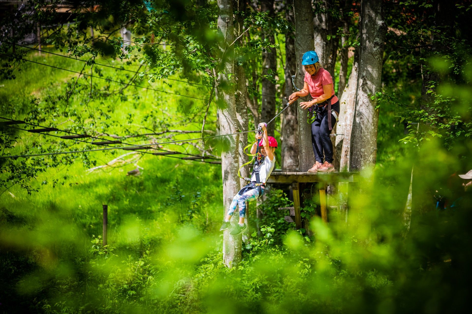 Two people climbing