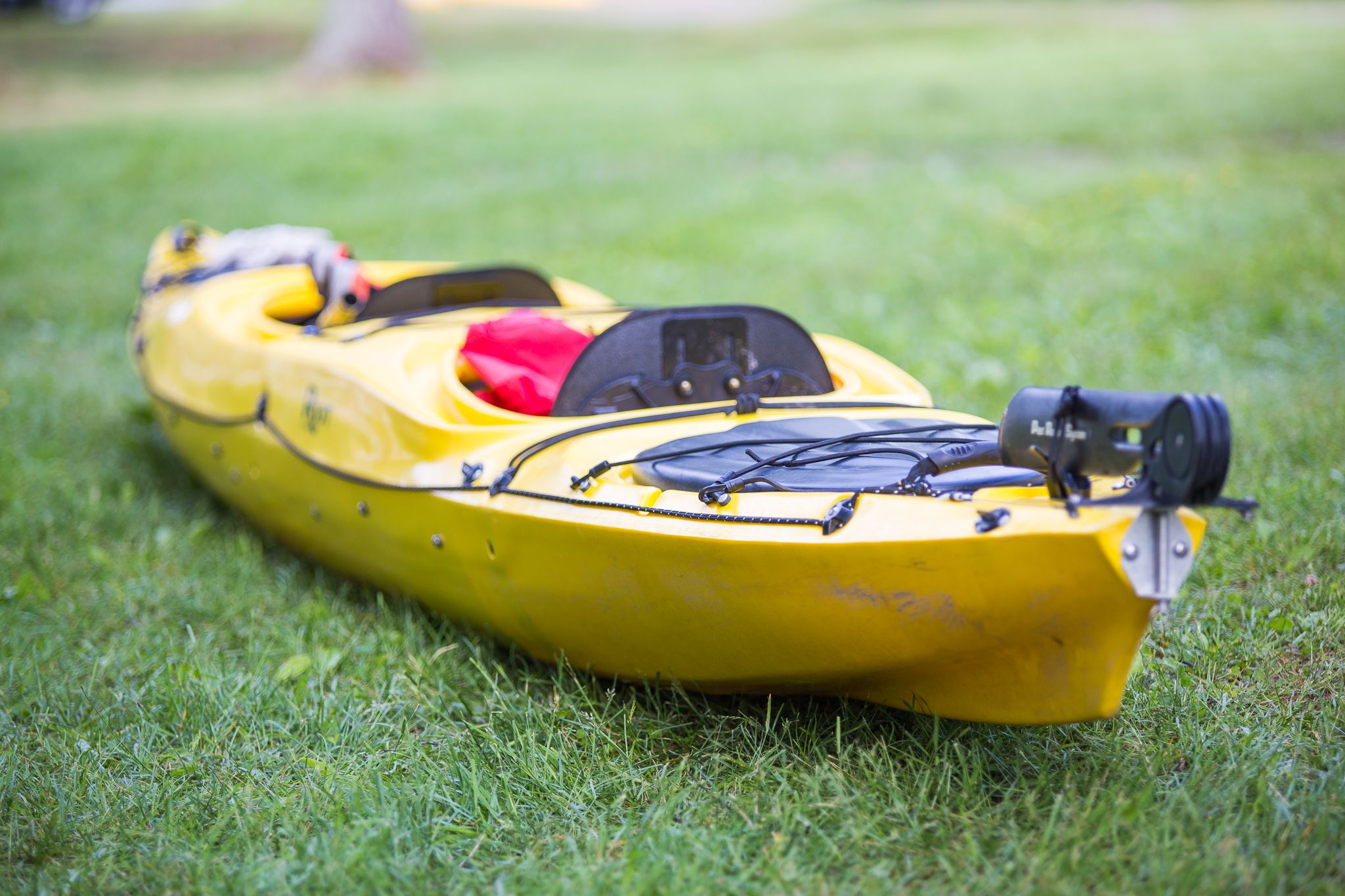 kayak on grass