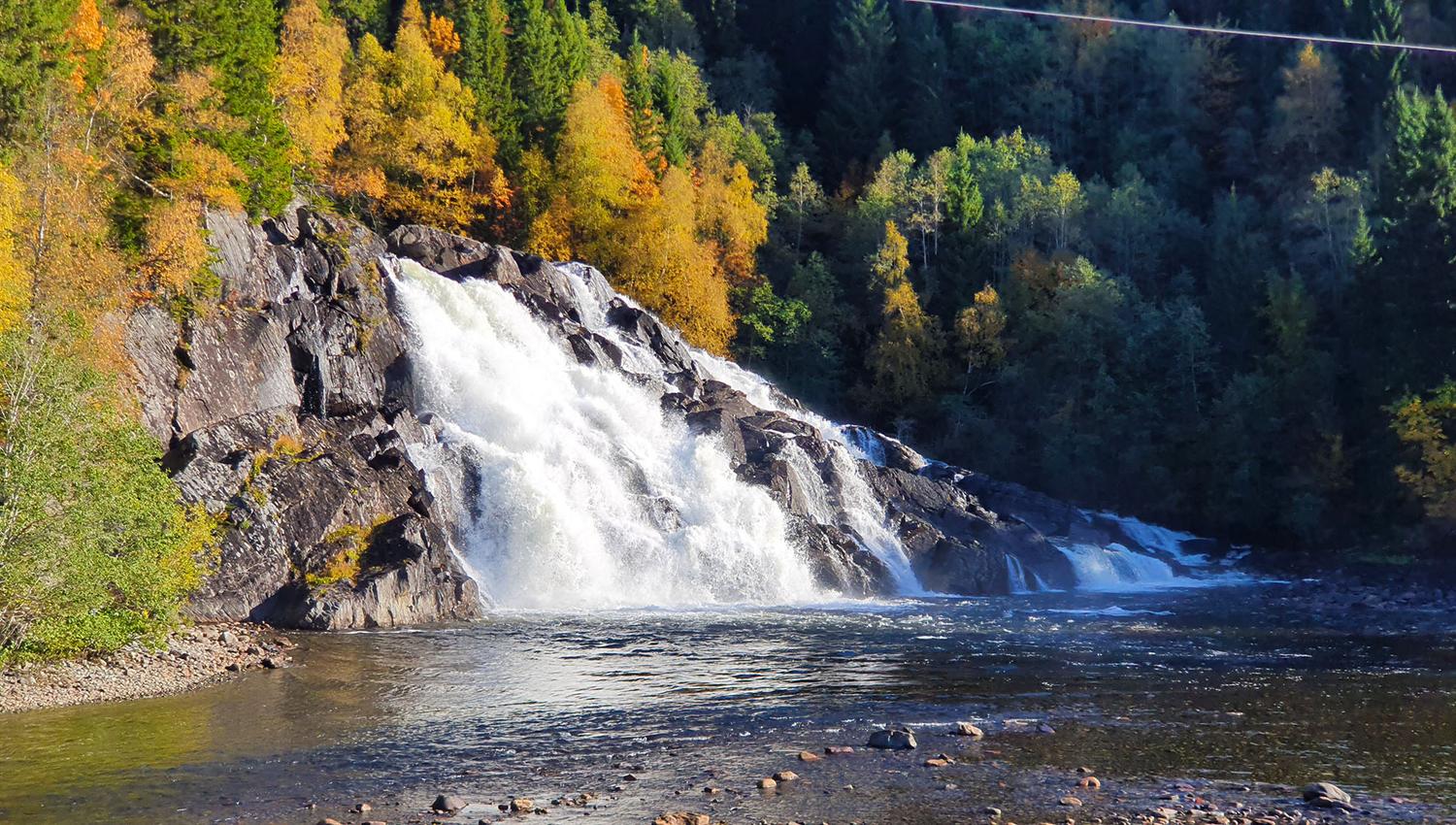 Skjækerfossen Waterfall in Vuku, Verdal