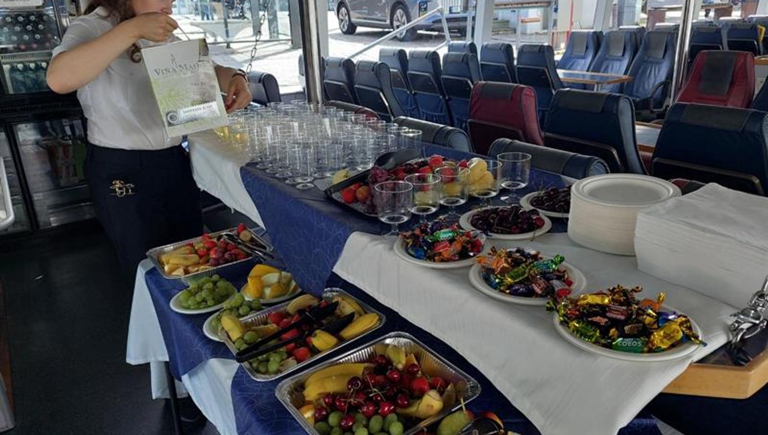 Buffet on board the boat