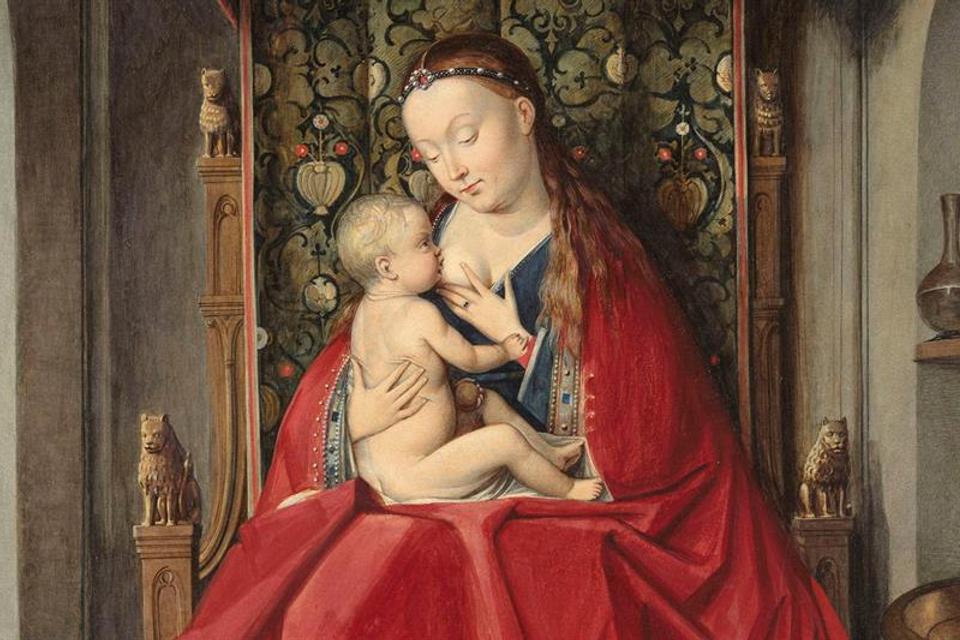 Hans Johan Frederik Berg, "Lucca Madonna" (cropped), 1860. Watercolour after painting by Jan van Eyck