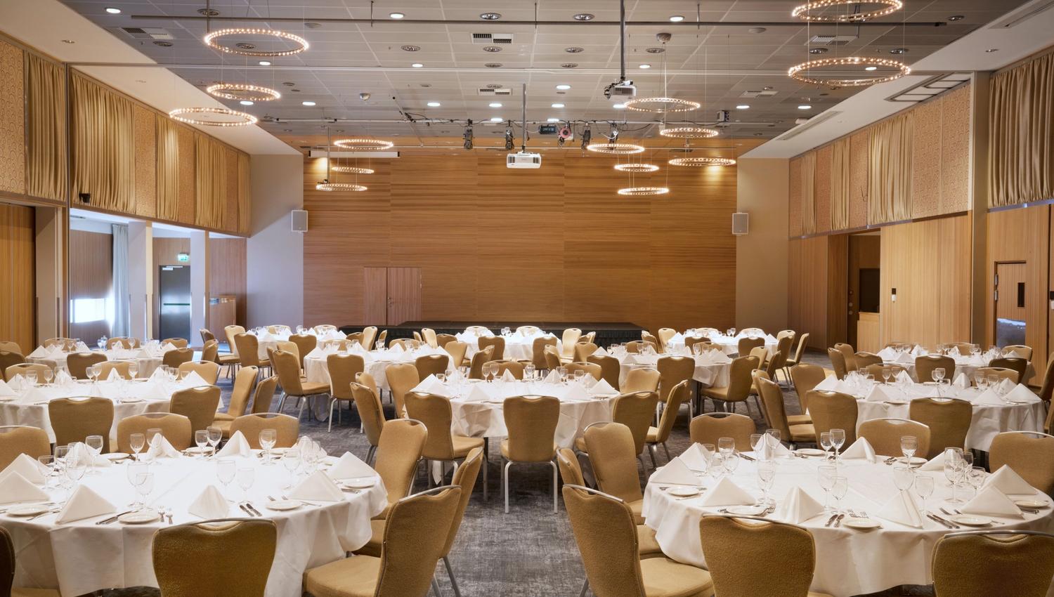 a room fully decorated for an event
