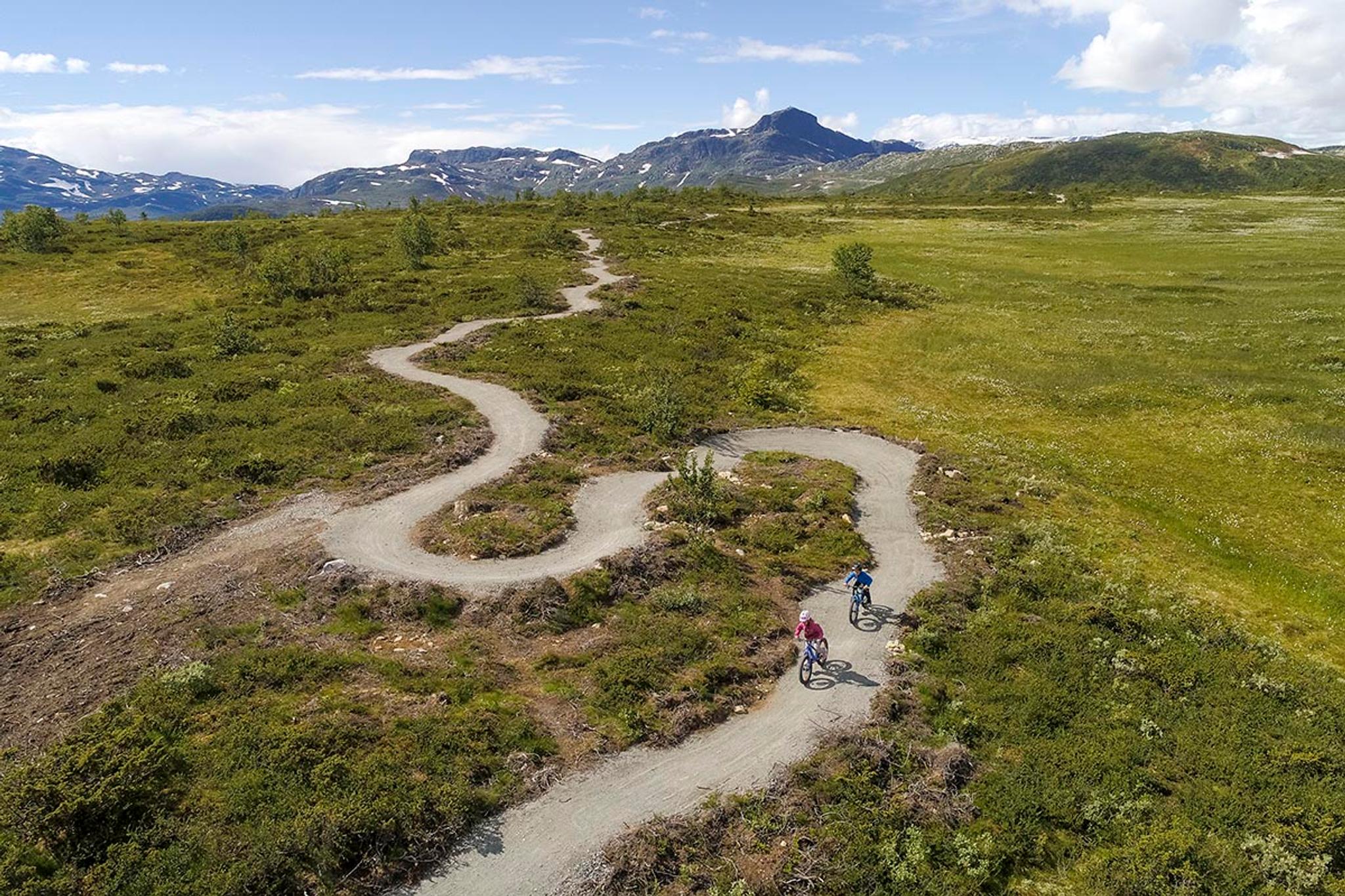 Drone image (aerial view) over Beitostølen Trail Areana