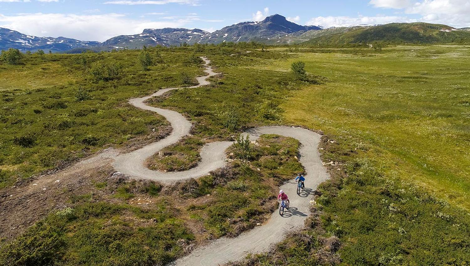 Drone image (aerial view) over Beitostølen Trail Areana