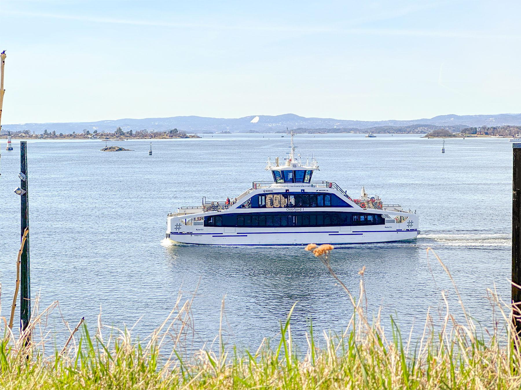 Large electric ferry on the Oslo Fjord