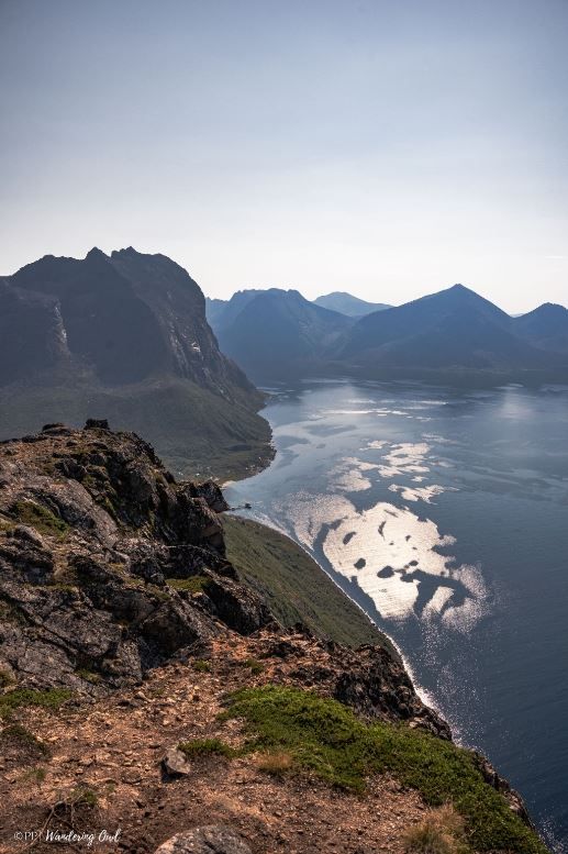 View of fjords and mountains in summer