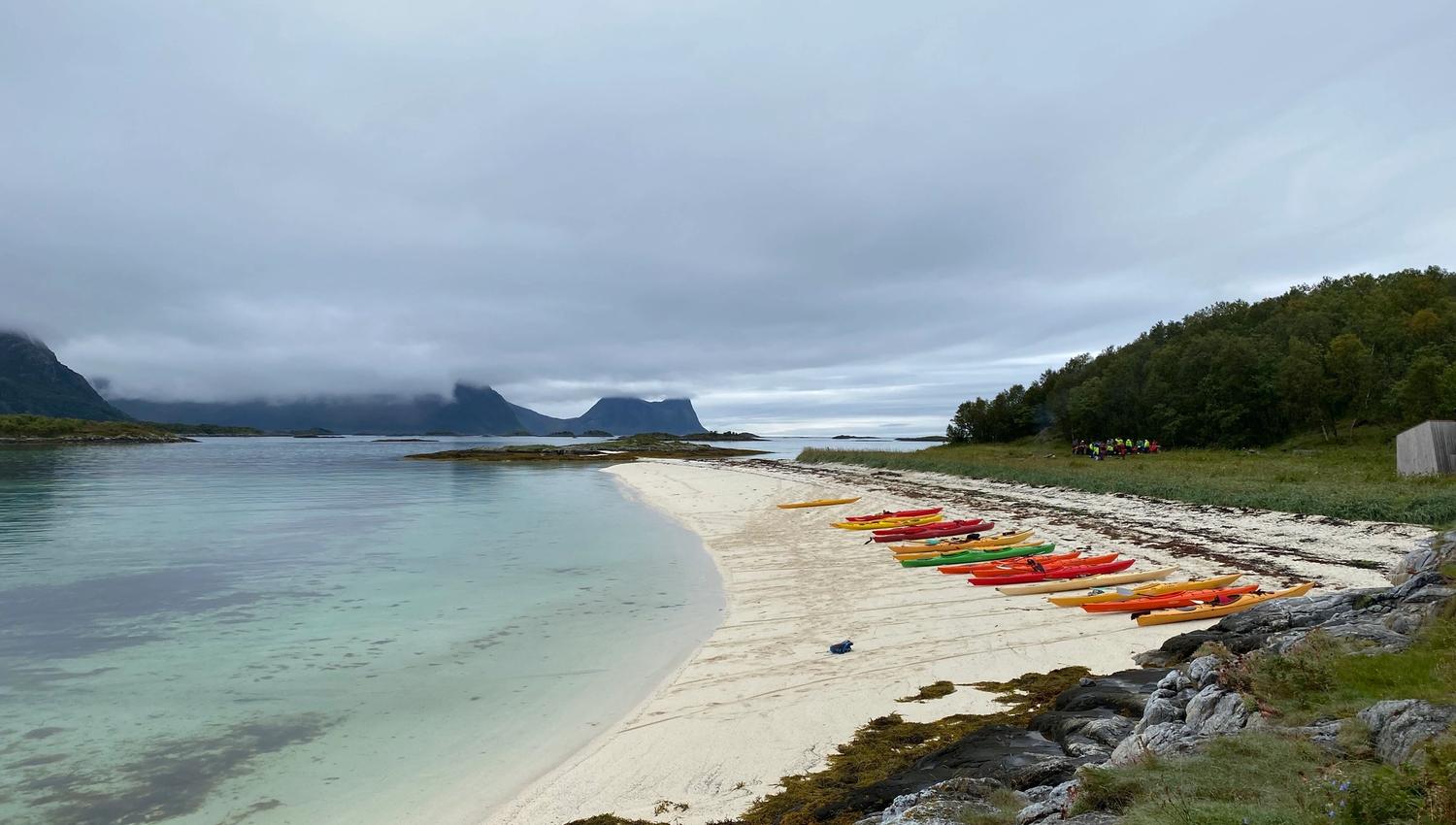 kayaks on the beach