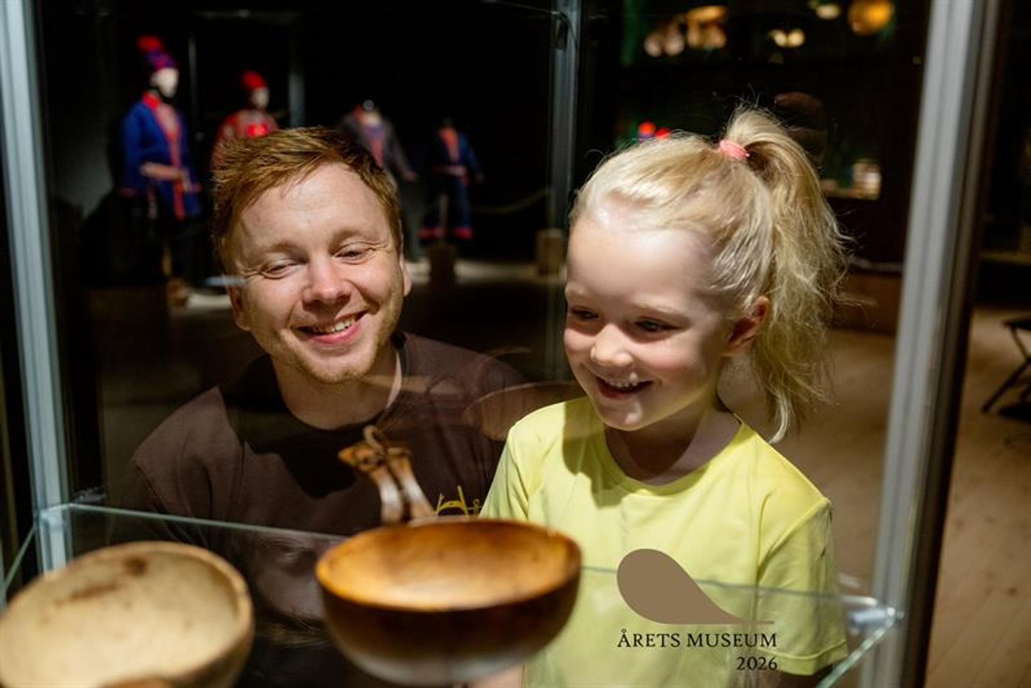 Looking at on of the exhibition displays