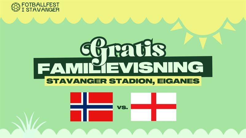 Advert for free family screening with flags of Norway and England