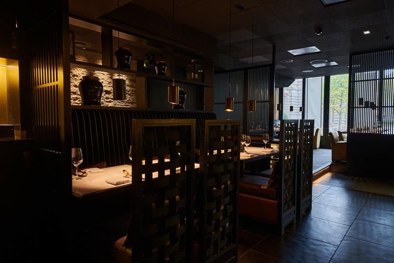 Long table with chairs
