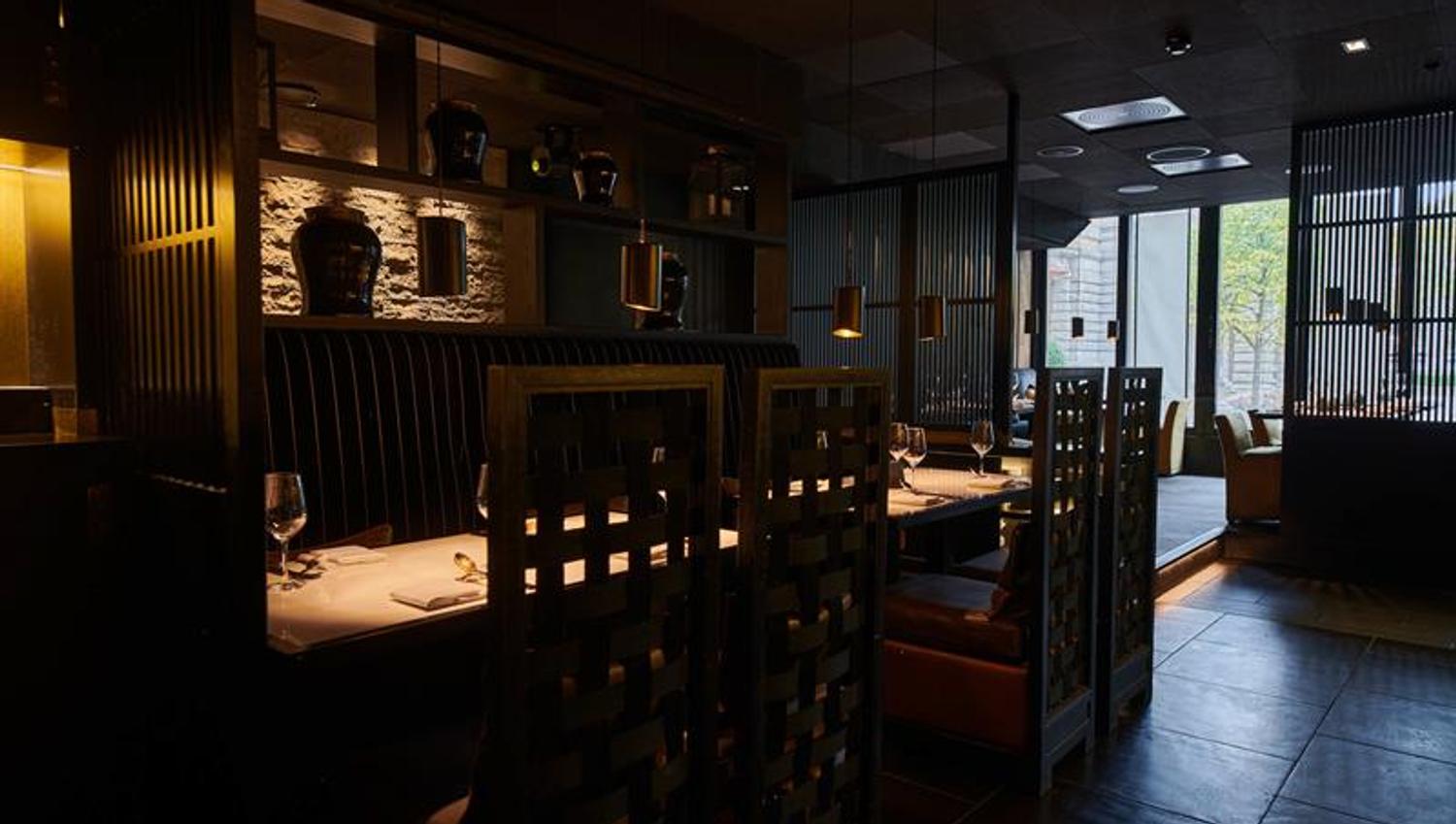 Long table with chairs