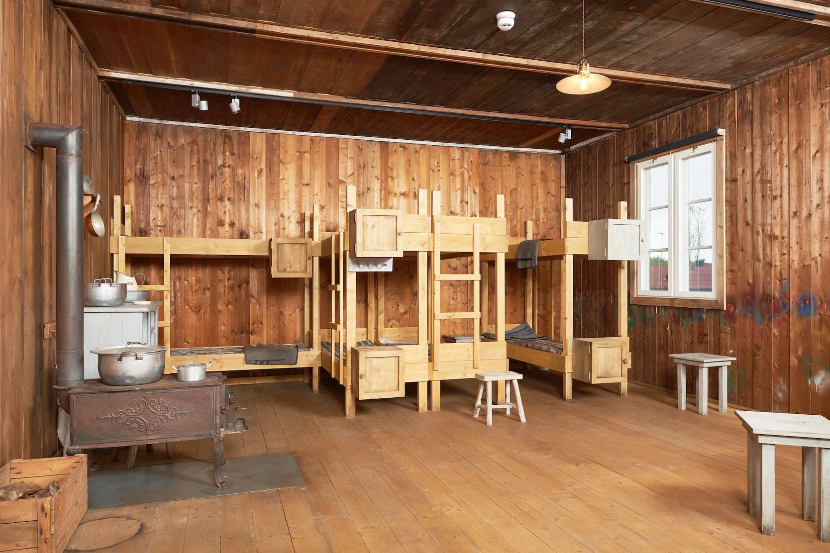 Room with 8 bunk beds as it was during the war