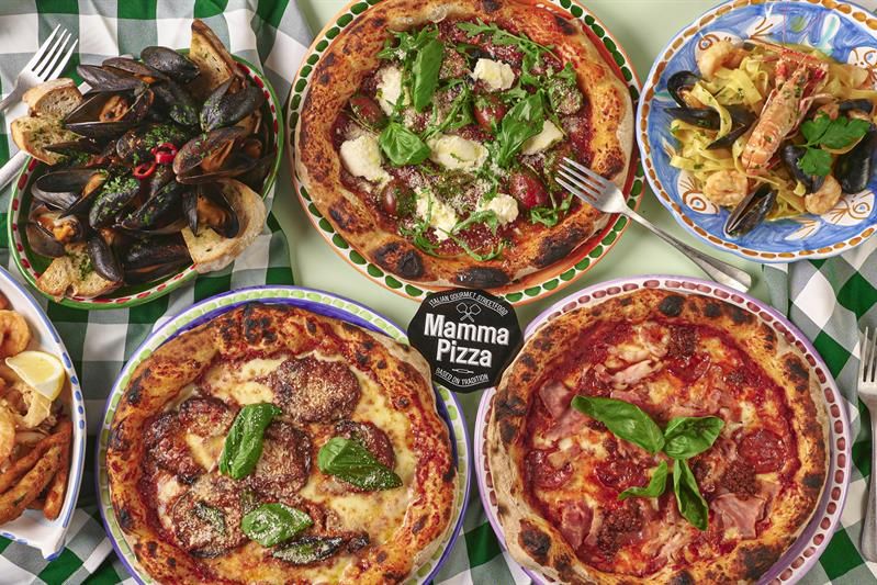Detail of pizzas