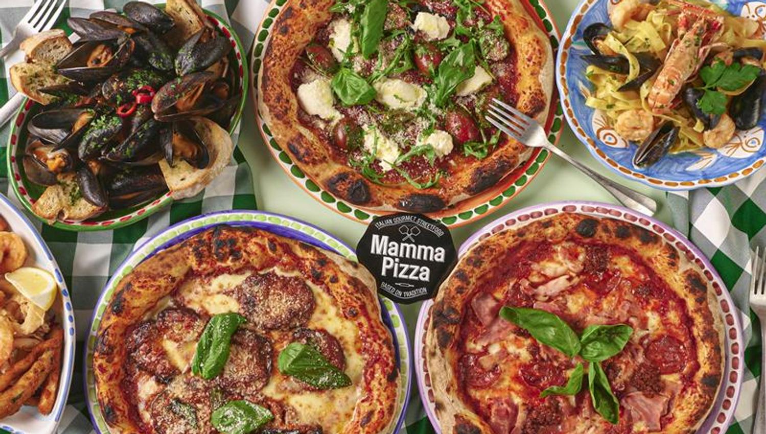 Detail of pizzas