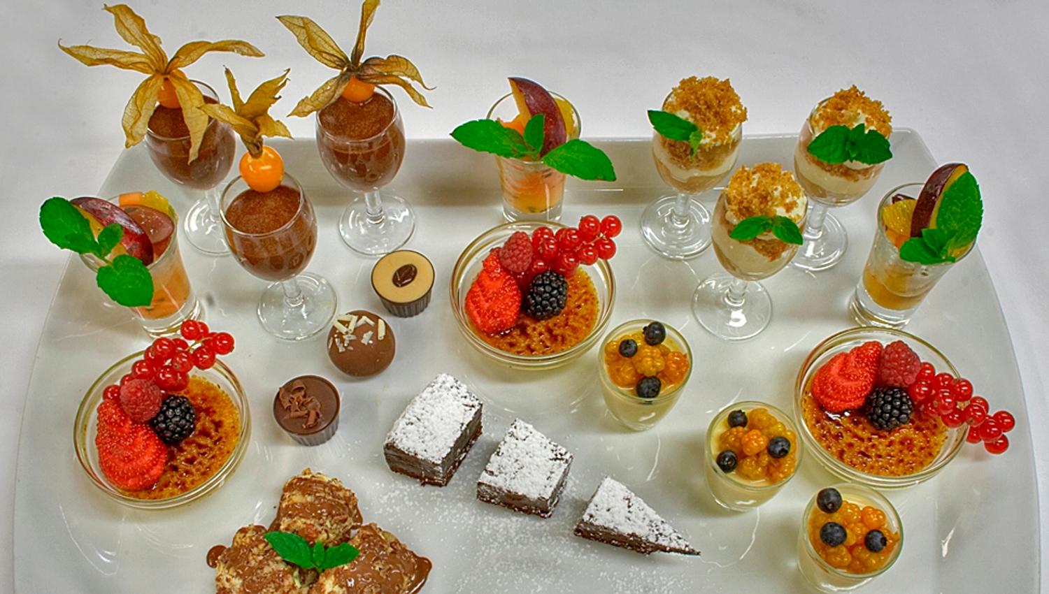 An assortment of desserts.