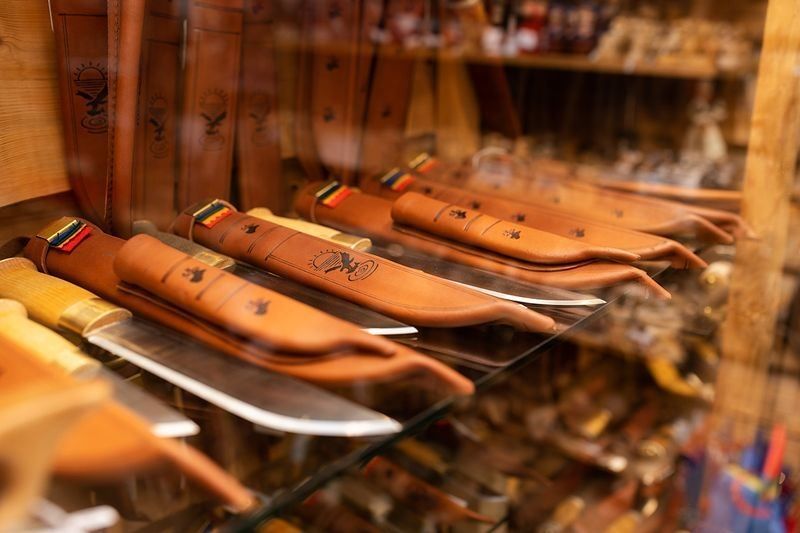 Selection of traditional Sámi knives at Tromsø Gift & Souvenir Shop.