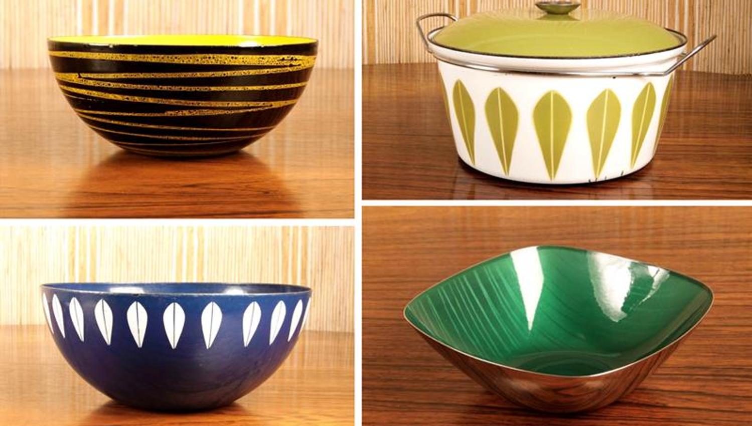 Detail photos of four bowls with different patterns.