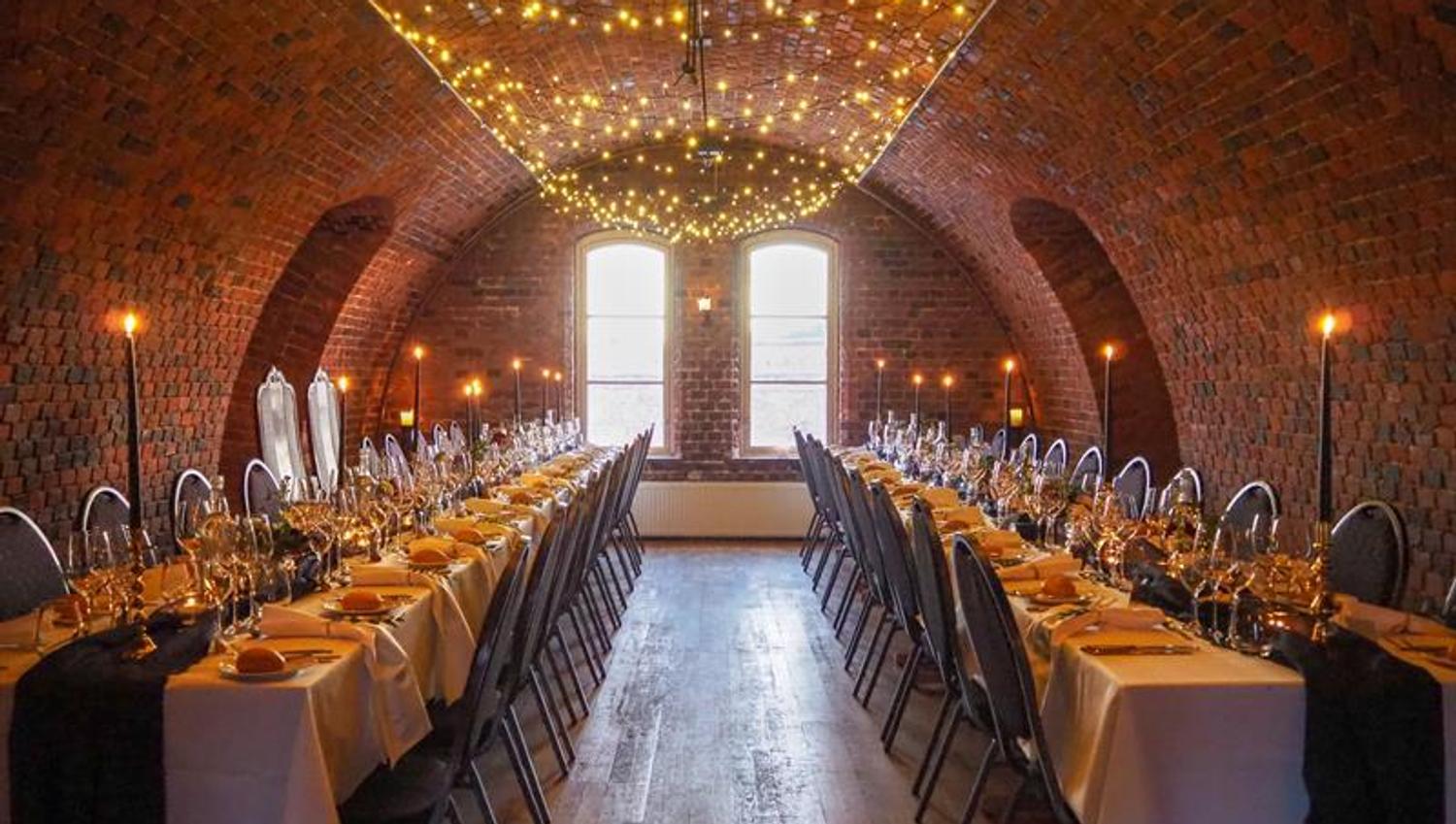 dinner table with candles