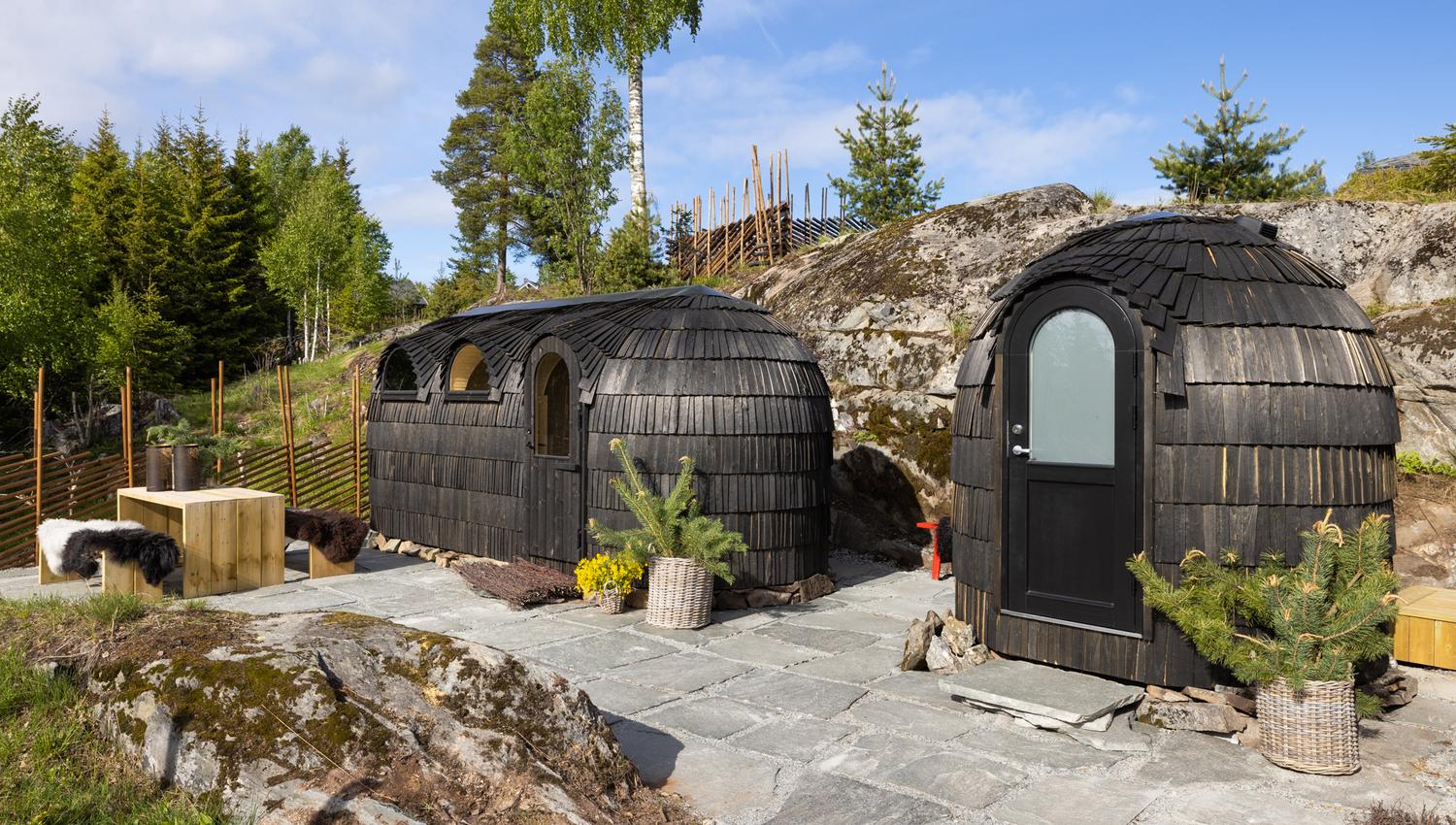 Outside view of toilet and sauna facilities.