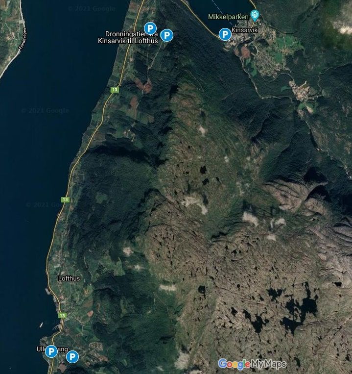Avmerka parkeringsområder Kinsarvik og Lofthus
