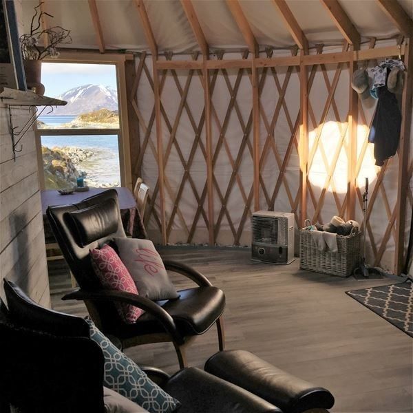 Inside a little hut