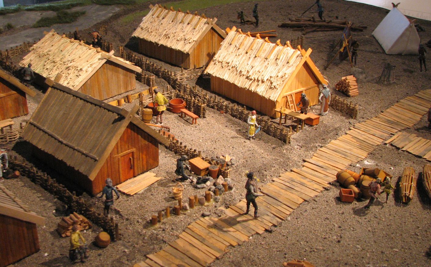 Modellby av hvordan Kaupang så ut da vikingene bodde der