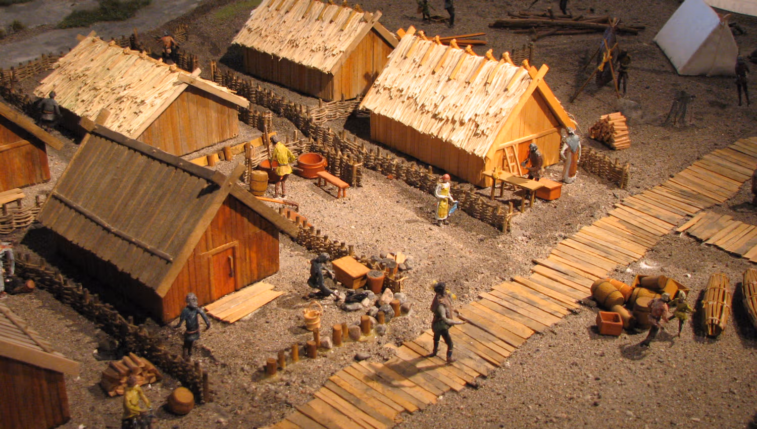 Modellby av hvordan Kaupang så ut da vikingene bodde der