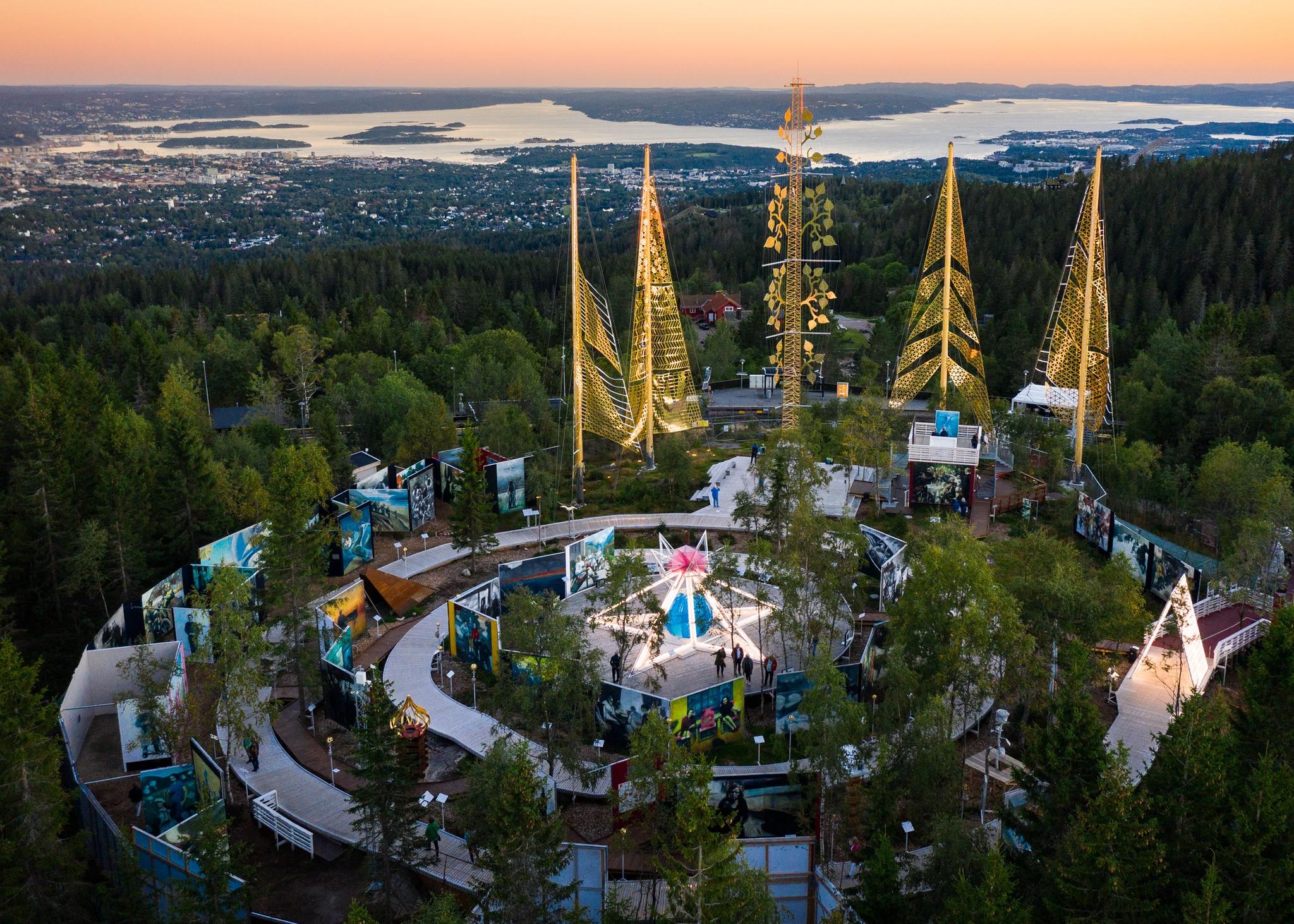 Aerial shot of the Rose Castle