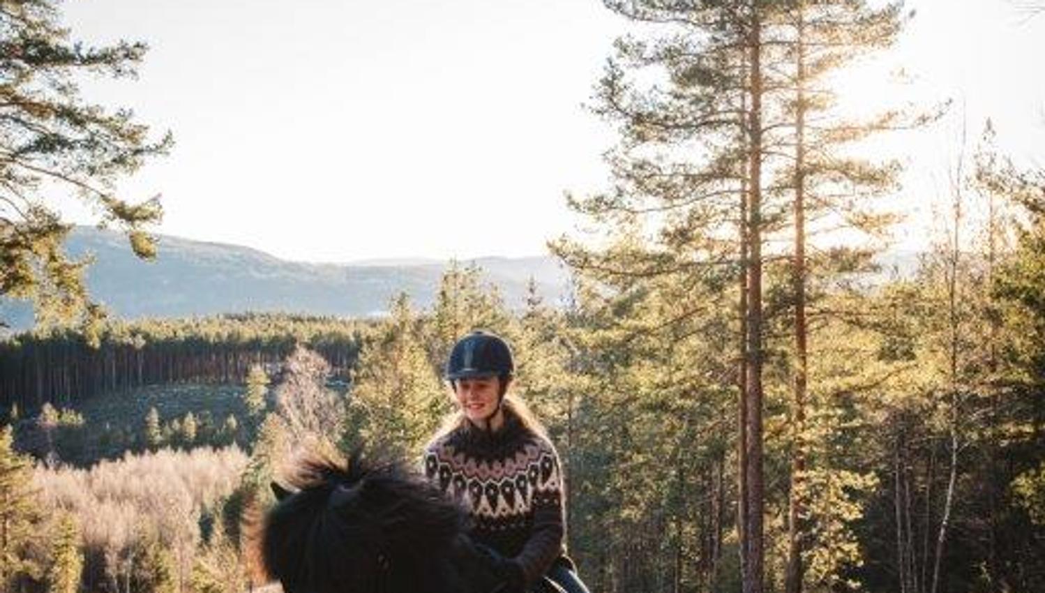 To hester som rir i den fine naturen