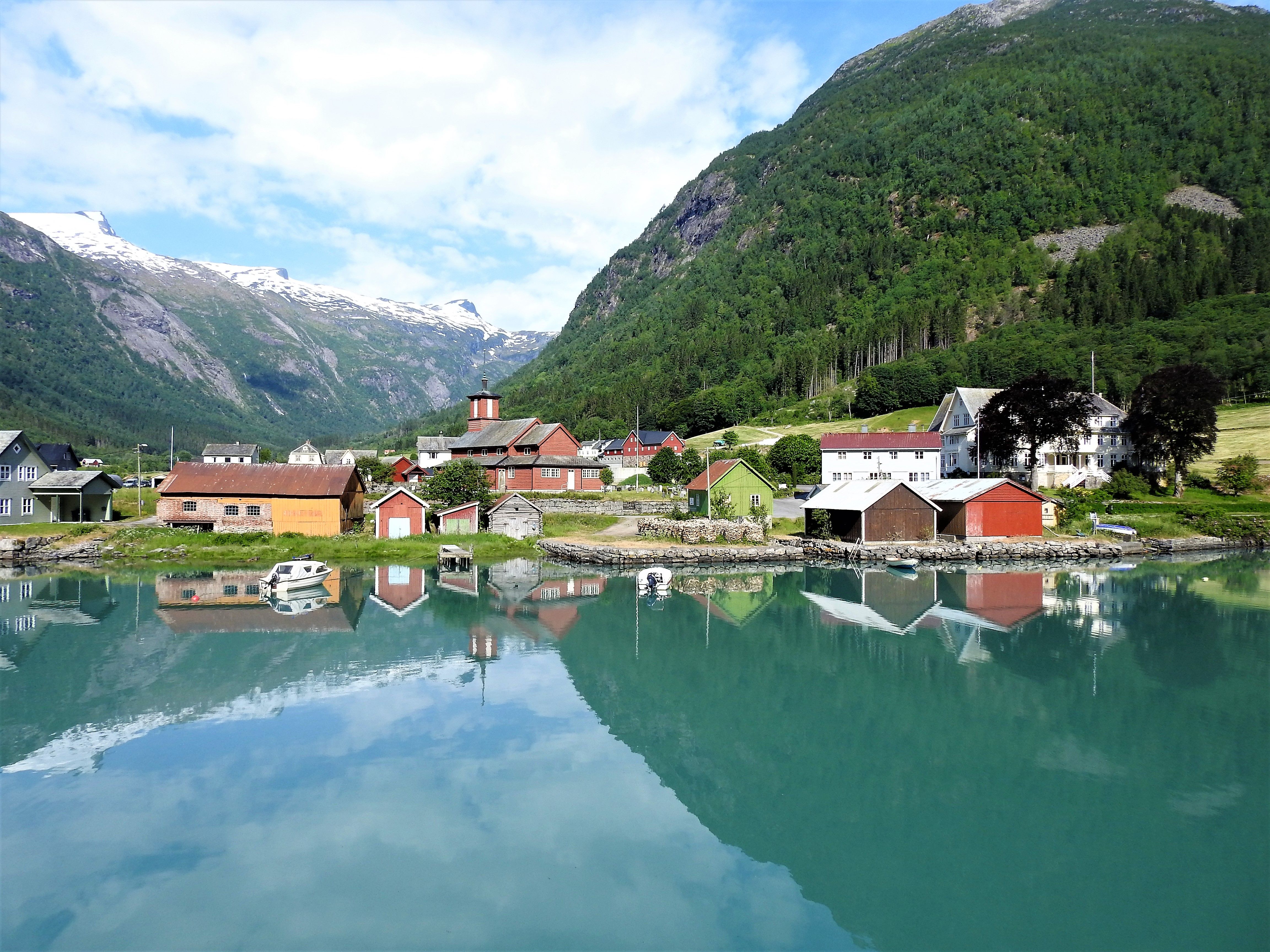 Fjord cruise entering Fjærland village