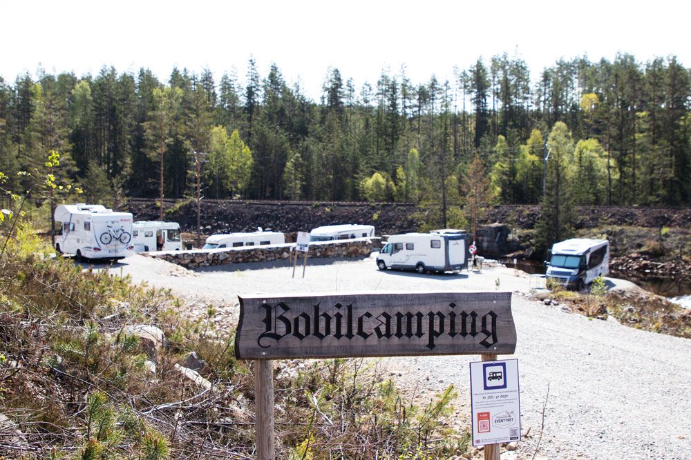 motorhome camp at Villmarkseventyret camping in Drangedal
