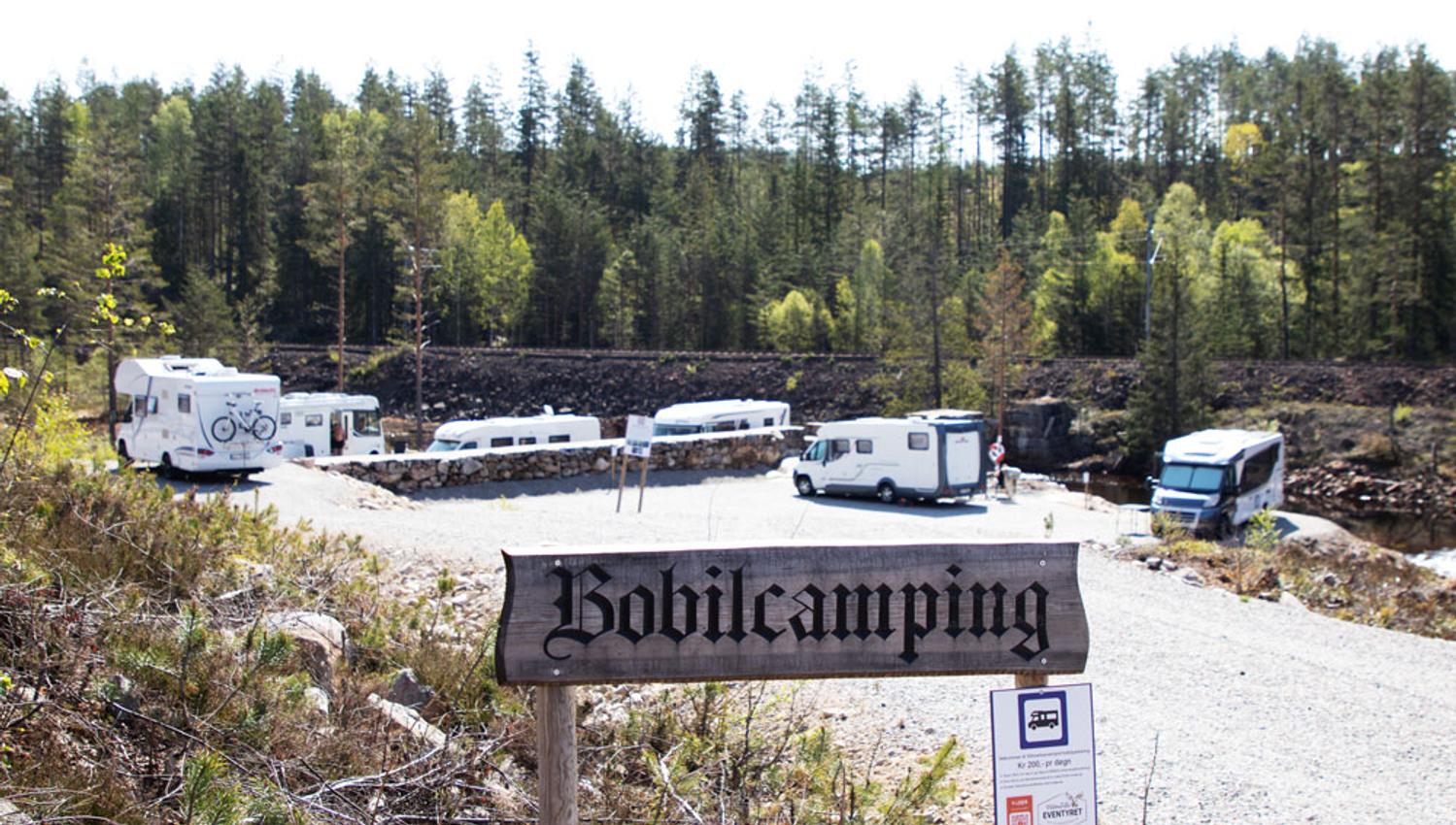 motorhome camp at Villmarkseventyret camping in Drangedal