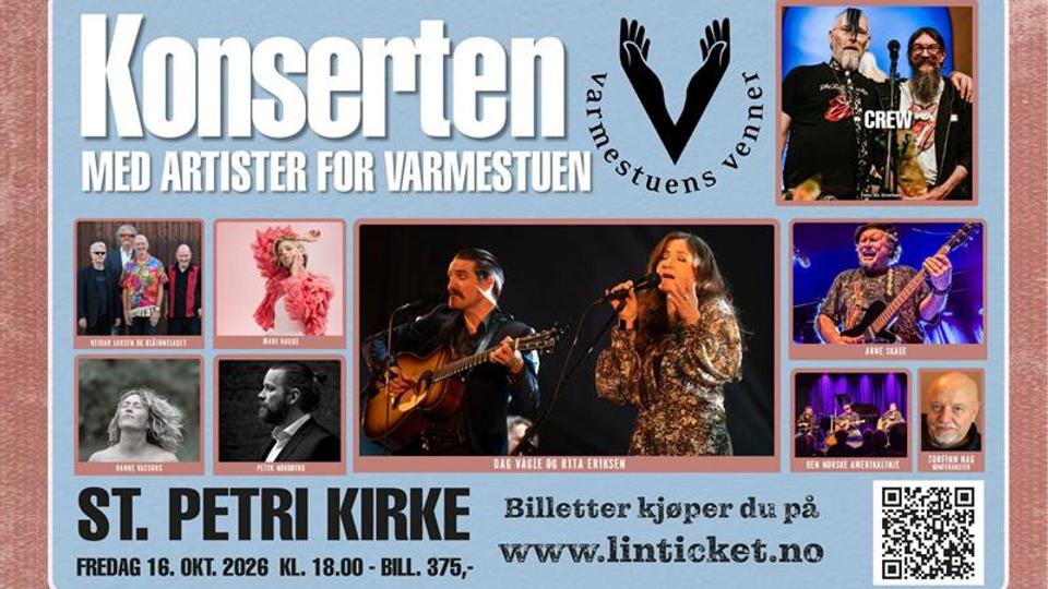 Advert for the concert featuring artists from Varmestuen