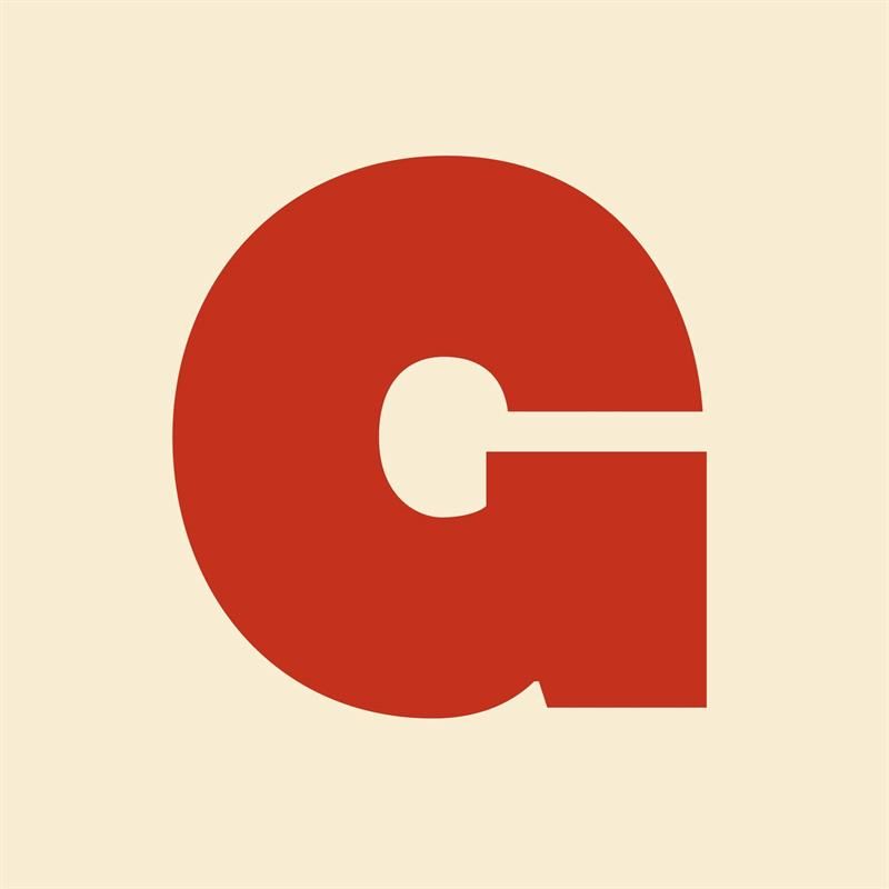 Garda's red, stylised G logo on a light beige background.