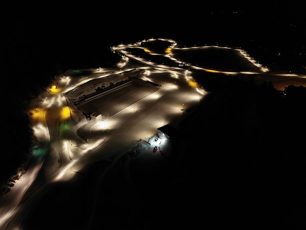 iluminated cross-country trails at Gautefall biathlon in winter 