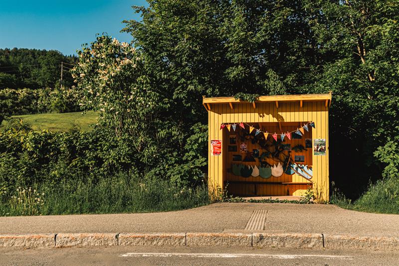 Decorated bus stop